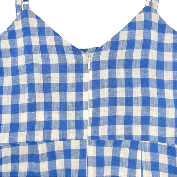 [sold] Reformation Belize Blue White Gingham Plaid Front Knot Linen Mini Dress - Picture 7 of 10